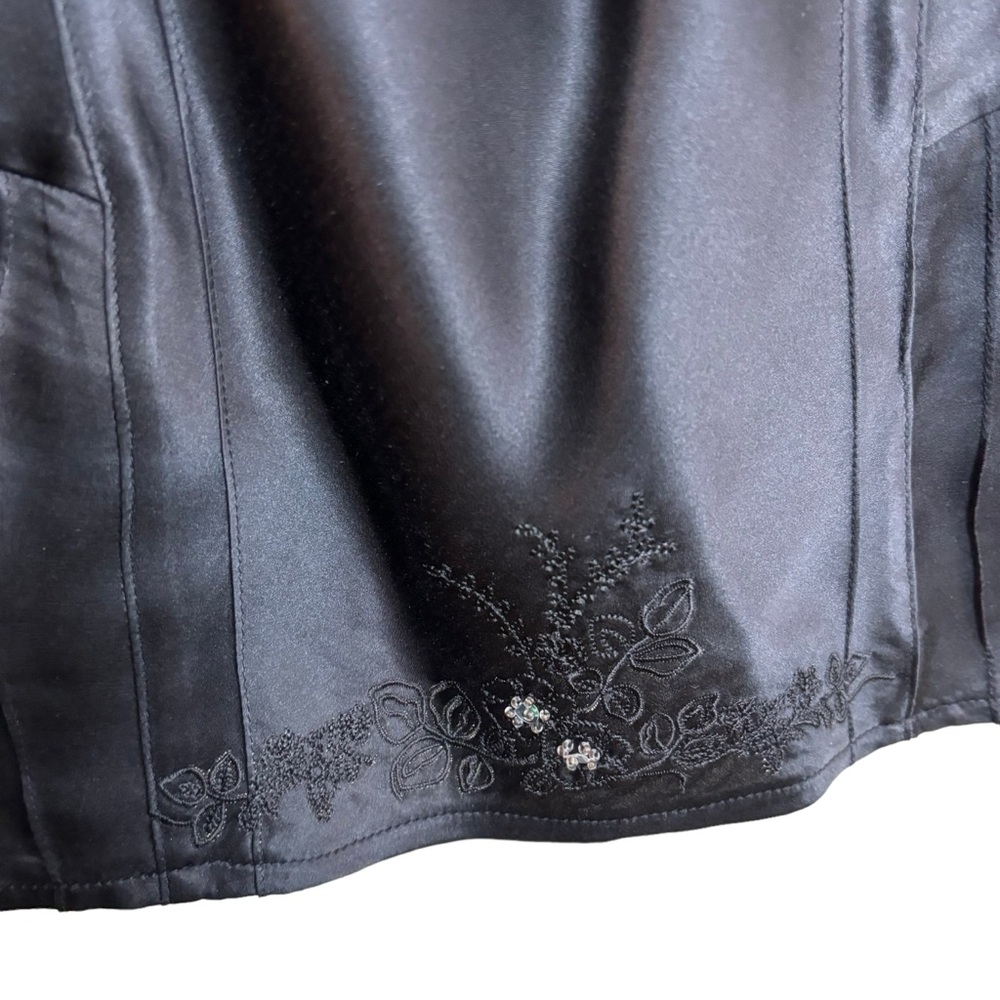 Tribal Black Satin Embellished Tank Top - Picture 7 of 10